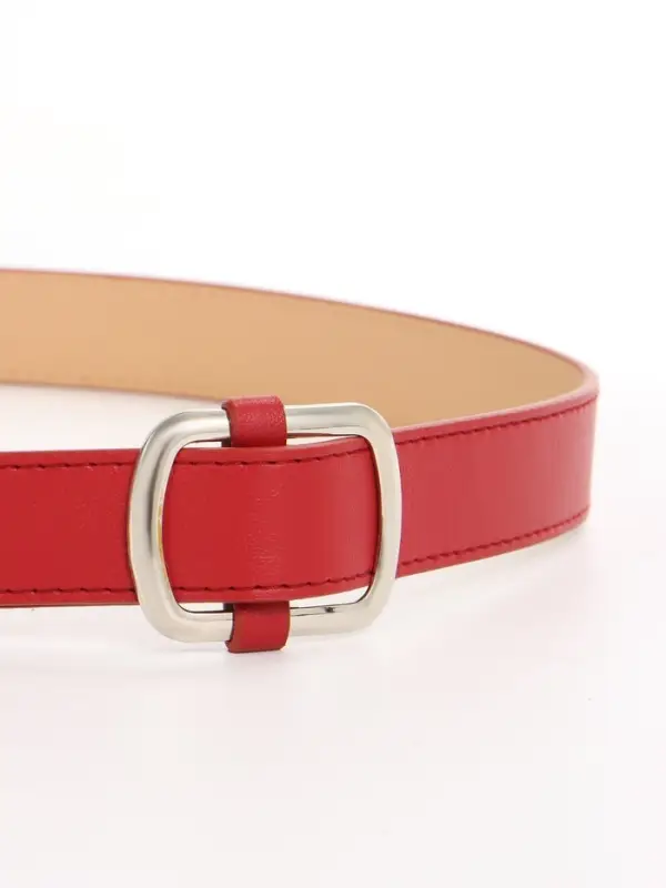 Ремень женский, 110&times;2.7 см, пряжка-затяжка металл, серебристая, красный