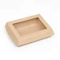 Салатник с картонной крышкой, крафт, 16×12×6.5 см, 0.5 л