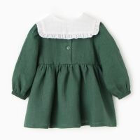 Платье с воротничком Крошка Я Linen, 80-86, зеленый