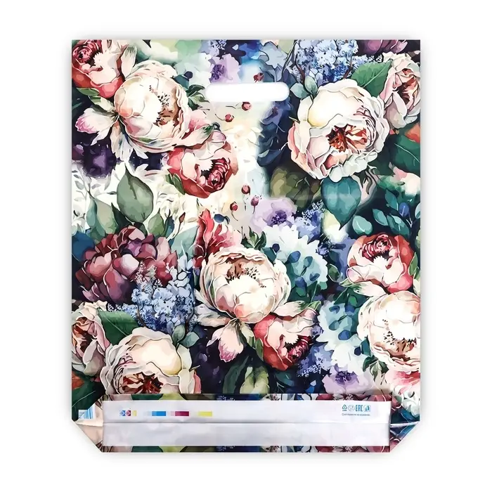 Пакет «Кремовые цветы», полиэтиленовый с вырубной ручкой, 38×45 см, 60 мкм