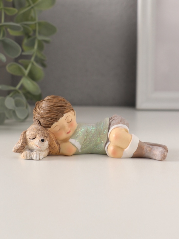 Сувенир полистоун Сувенир полистоун "Лучшие друзья - малыш и собака" 11х6,5х4 см