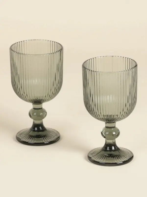 Бокалы для вина SL Home &laquo;Модерн&raquo;, 250 мл, 8&times;14.5 см, набор 2 шт., стекло, графитовые