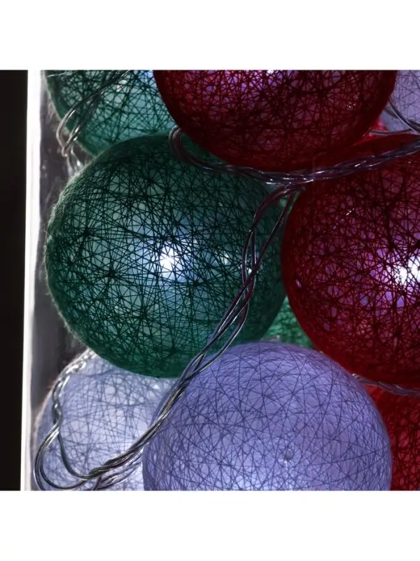 Гирлянда &laquo;Нить&raquo; 5 м с насадками &laquo;Клубки лесные&raquo;, IP20, прозрачная нить, 20 LED, свечение белое, 220 В