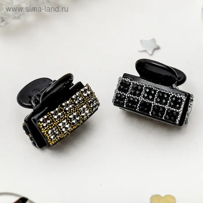 Крабик для волос «Пересвет», квадратики, 2.5 см, МИКС