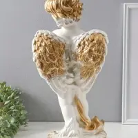 Фигура "Ангел с корзиной" белый, 47х25х23 см