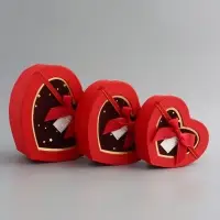 Набор подарочных коробок 3 в 1 сердца, красный, 22&times;20&times;9; 18.5&times;17&times;7.5; 16&times;14&times;6 см