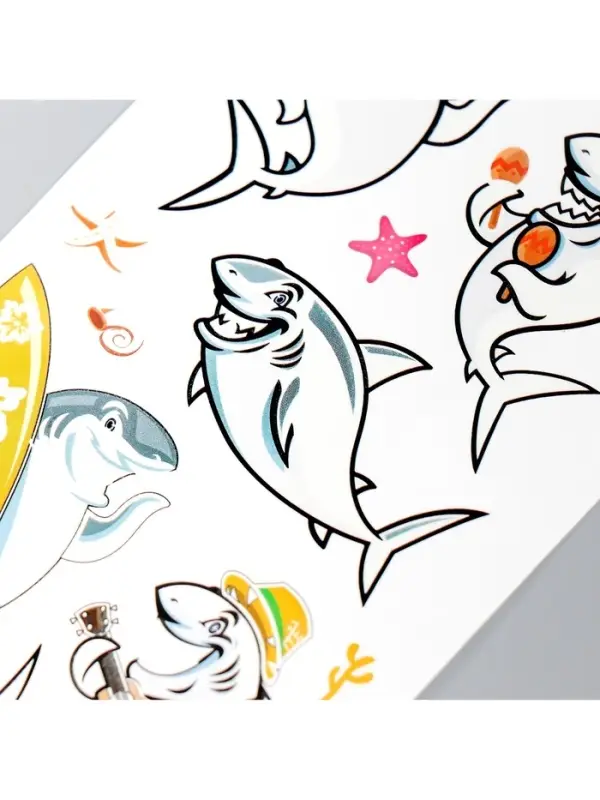 Переводные тату на тело цветные светящаяся «Акулы», 12×7.5 см, МИКС