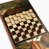 Настольная игра нарды с шашками &laquo; Лев &raquo;, деревянные малые, 40&times;40 см