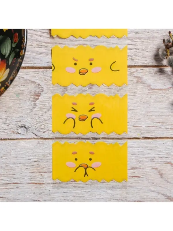 Термонаклейки на 7 яиц &laquo;Весёлые цыплята&raquo; на пасху, 7,3 х 34,2 см.