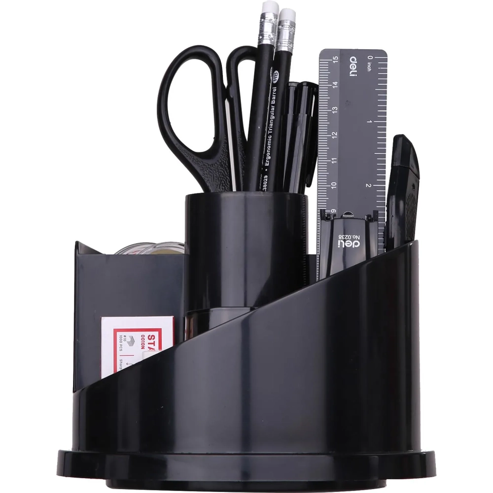 Набор настольный Deli E38251A 17 предметов черный вращающийся