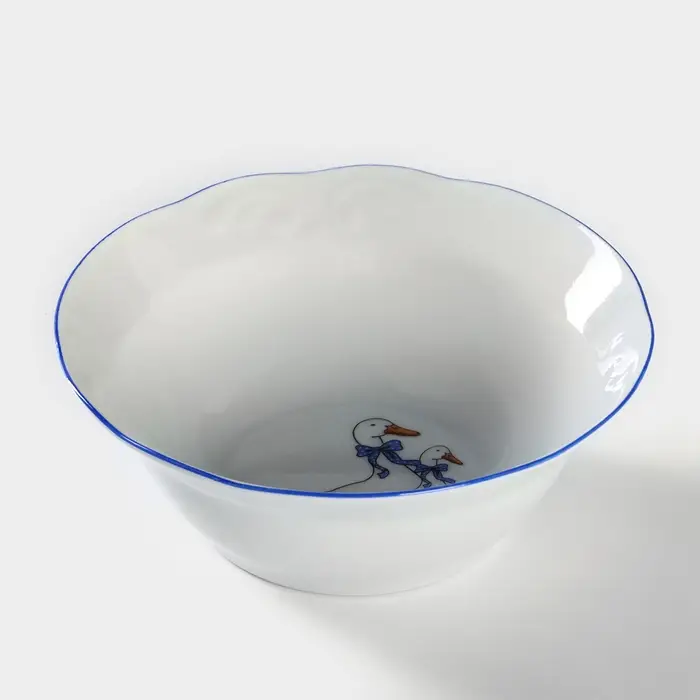 Салатник Добрушский завод &laquo;Гуси&raquo;, 300 мл, d=14 см, фарфор, белый