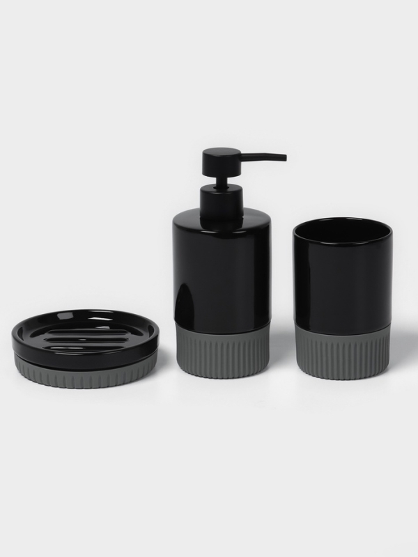 Набор для ванной Набор для ванной "Глянец" 3 предмета (дозатор для мыла, стакан, мыльница)