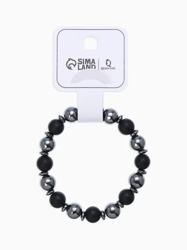 Браслет из бусин &laquo;Шунгит и Гематит&raquo;, d=5.5 см, чёрный