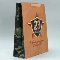 Пакет подарочный крафтовый, упаковка, &laquo;С 23 февраля&raquo;, L 40&times;31&times;11.5 см