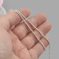 Цепь со стразами, металл, стекло, 2 мм, 9.1&plusmn;0.5 м, цвет серебряный