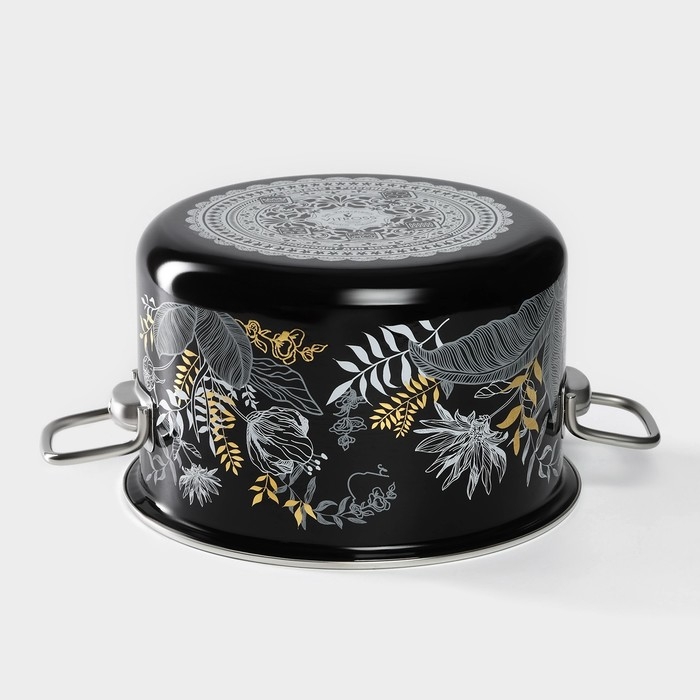 Кастрюля эмалированная Magia, 5,5 л, d=22 см, стеклянная крышка, индукция, чёрный Кастрюля эмалированная Magia, 5,5 л, d=22 см, стеклянная крышка, индукция, чёрный