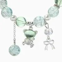 Браслет с подвесками &laquo;Сахарный. Мишка&raquo;, шар №10/8, d=6 см, зелёный, голубой в серебре