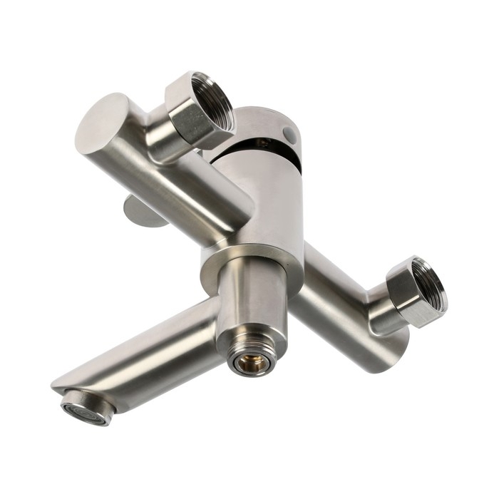 Смеситель для ванны ZEIN ZS5, короткий излив, с душевым набором, нержавеющая сталь, сатин Смеситель для ванны ZEIN ZS5, короткий излив, с душевым набором, нержавеющая сталь, сатин