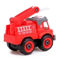 Конструктор винтовой &laquo;Пожарный транспорт&raquo;, набор 2 штуки, с отверткой, 59 деталей