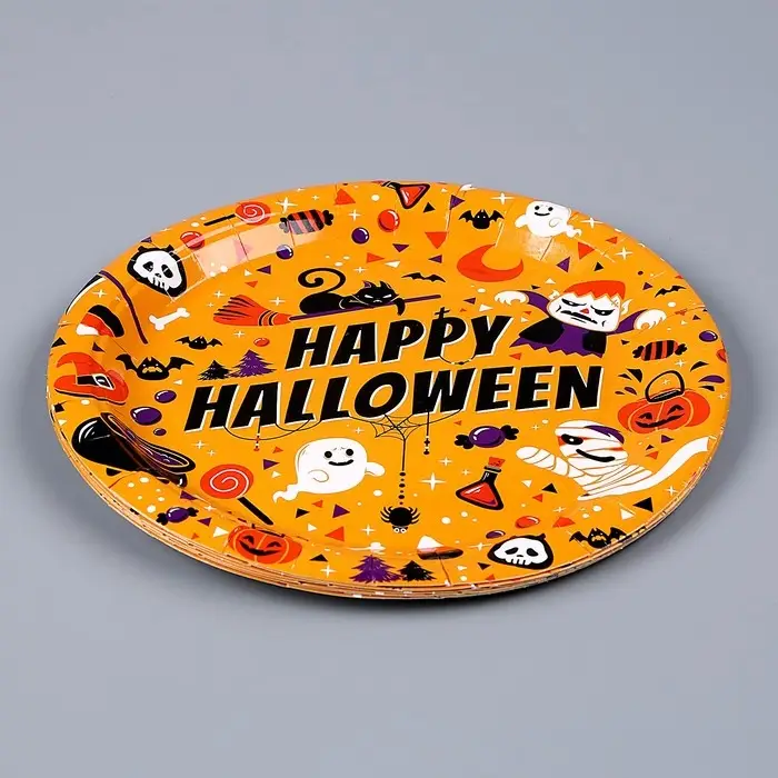 Тарелка бумажная одноразовая &laquo;Счастливого хэллоуина&raquo;, в наборе 6 шт.