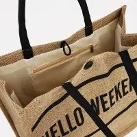 Сумка - шоппер Hello weekend, на пуговице, бежевая