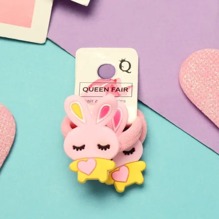 Резинки для волос «Крошка», набор 2 шт., зайка, 3 см, розовые Резинки для волос «Крошка», набор 2 шт., зайка, 3 см, розовые