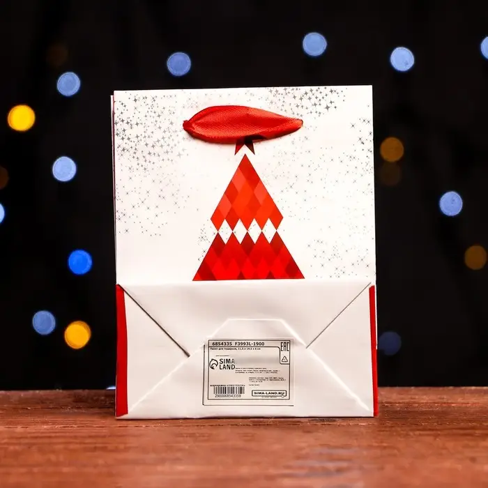 Пакет новогодний подарочный ламинированный «Красочная елка» 11.5×14.5×6 см