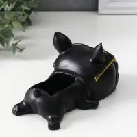 Подставка для мелочей «Французский бульдог в очках», 7×14×8.5 см, чёрная