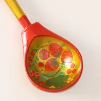 Ложка деревянная &laquo;Наша традиция&raquo;, полубаская, ручная роспись, 18.5&times;6.5 см, хохлома