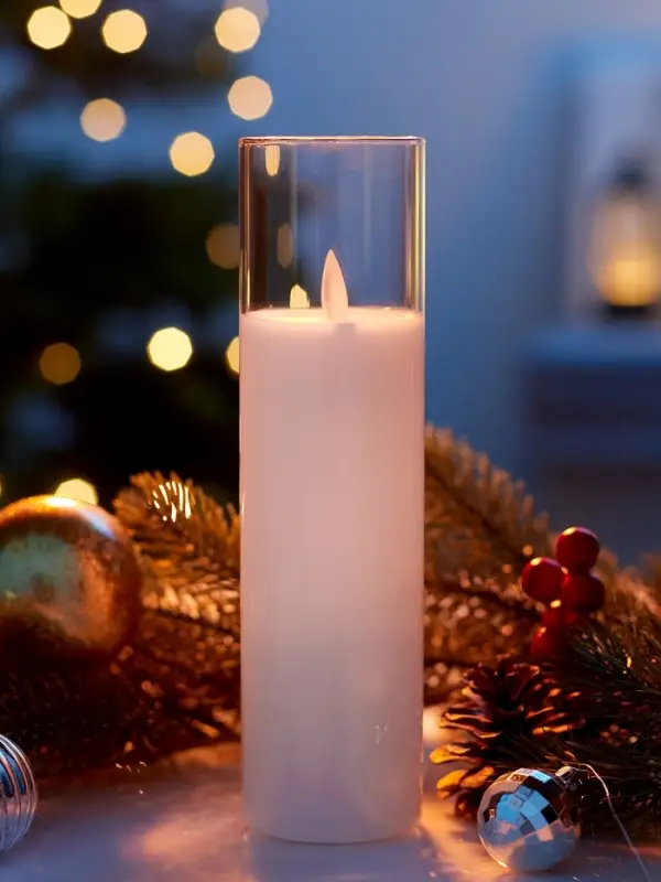 Светодиодная свеча "Белая" 20х5.5 см, AAx2 (не в компл.), Т/БЕЛЫЙ