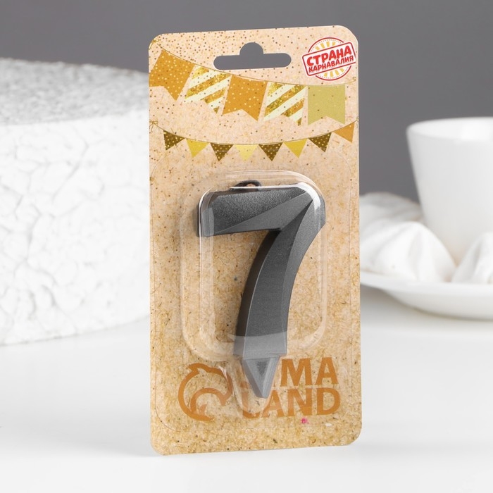 Свеча в торт Свеча в торт "Грань" ,цифра 7 , графит, 6,5 см