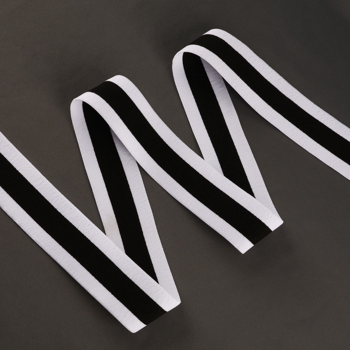 Резинка тканая, мягкая, 40 мм, 4,5 ± 1 м, цвет чёрный/белый Резинка тканая, мягкая, 40 мм, 4,5 ± 1 м, цвет чёрный/белый