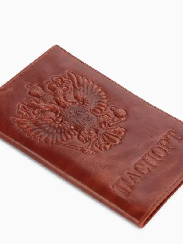 Обложка для паспорта, натуральная кожа пулл-ап, рыжая