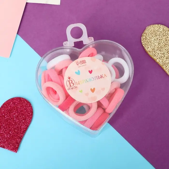 Резинка для волос  Резинка для волос "Маленькое сердце" (набор 30 шт) нежность, 2 см