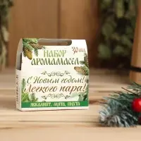 Новогодний набор эфирных масел &laquo;С Новым годом! С легким паром!&raquo;, эвкалипт, мята, пихта, 3 шт. по 10 мл