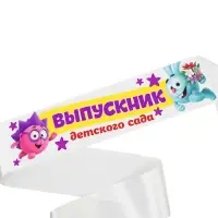 Лента на выпускной «Выпускник детского сада», 10×140 см, без булавки, Смешарики