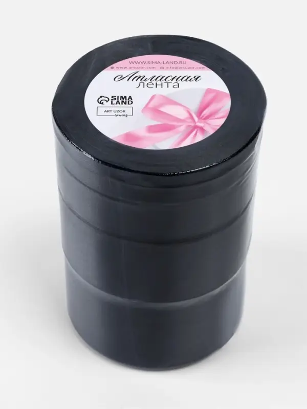 Атласная лента, набор 5 шт., 6/10/20/40/50 мм, 23&plusmn;1 м, чёрная №39