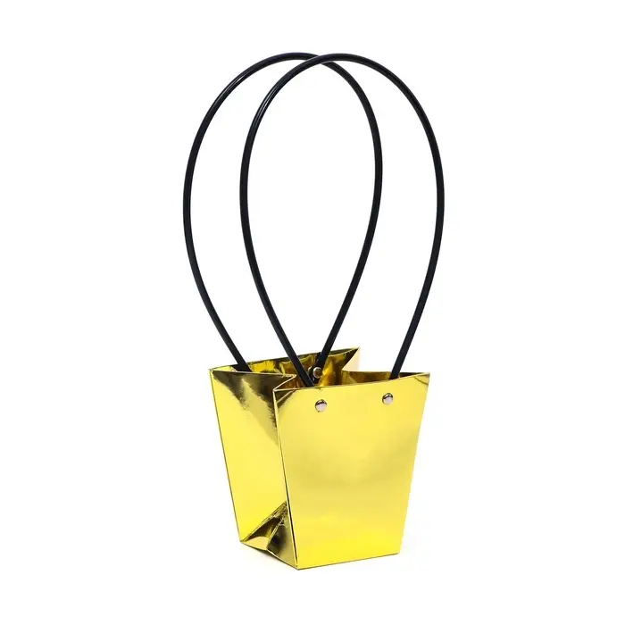 Сумка для цветов &laquo;Золото металлик&raquo;, влагостойкая, 12&times;12 - 8&times;8 - 12.5 см