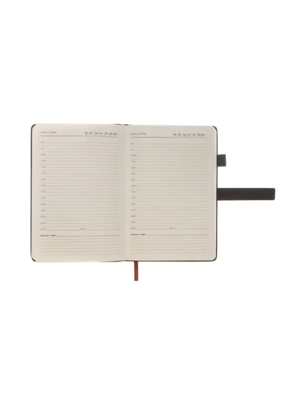 Ежедневник недатированный формат А5, с хлястиком, 80л, линия, пвх, Черный Ежедневник недатированный формат А5, с хлястиком, 80л, линия, пвх, Черный