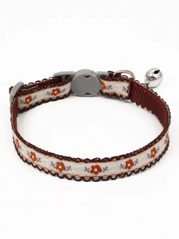 Ошейник для кошек &laquo;По-полюшку&raquo;, 30&times;1 см, с бубенчиком, полиэстер, коричневый