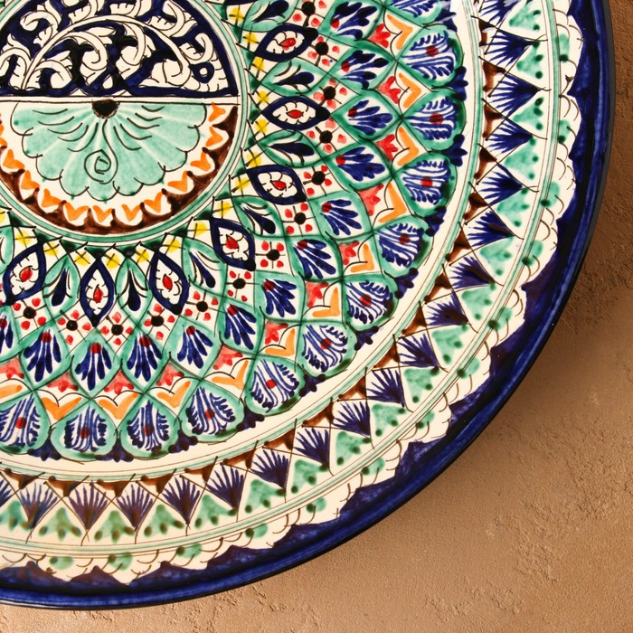 Ляган Риштанская Керамика  Ляган Риштанская Керамика "Узоры", 42 см, синий микс