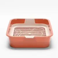 Туалет для кошек &laquo;Мур-мяу&raquo;, 33&times;25&times;7 см, с сеткой, пластик, цвет коралловый