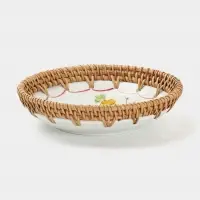 Тарелка керамическая с ротангом, 18&times;18&times;3.7 см, МИКС