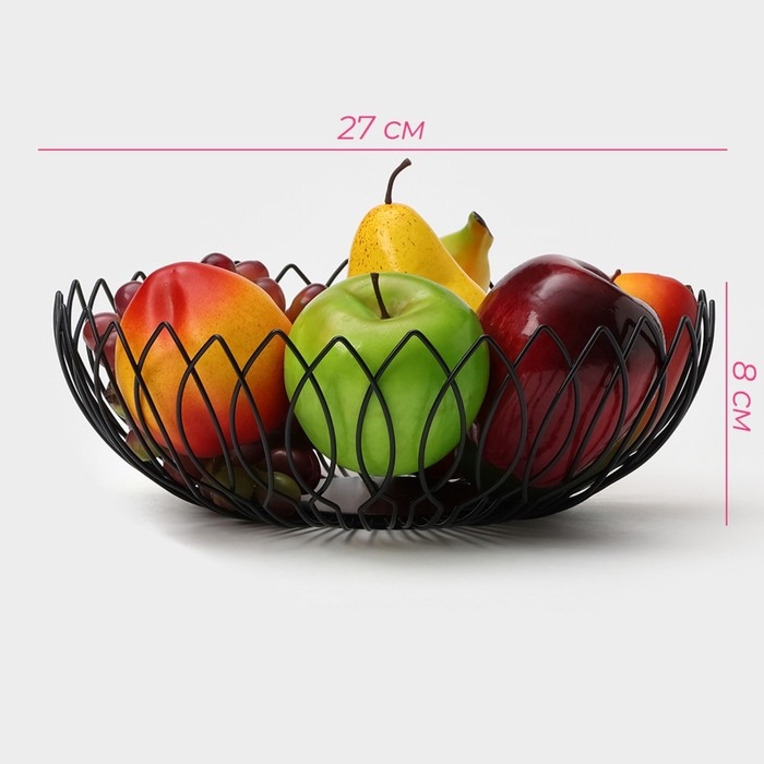 Фруктовница Доляна «Маргаритка», 27×27×9 см, цвет чёрный Фруктовница Доляна «Маргаритка», 27×27×9 см, цвет чёрный