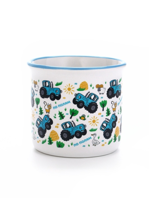 Кружка керамическая детская «По полям», Синий трактор, 250 мл