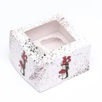 Упаковка на 4 капкейка с окном, «Вечная любовь» 16×16×10 см