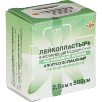 Лейкопластырь 2,5х500см нетканый в картоне LEIKO, 12 шт/уп