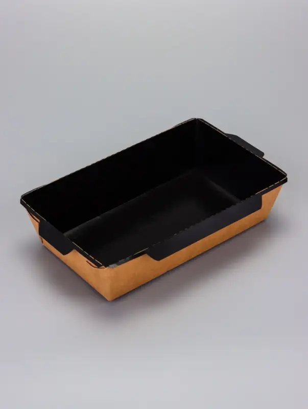 Контейнер с плоской крышкой, черный, 0,8 л, 19 х 13 х 5,5 см