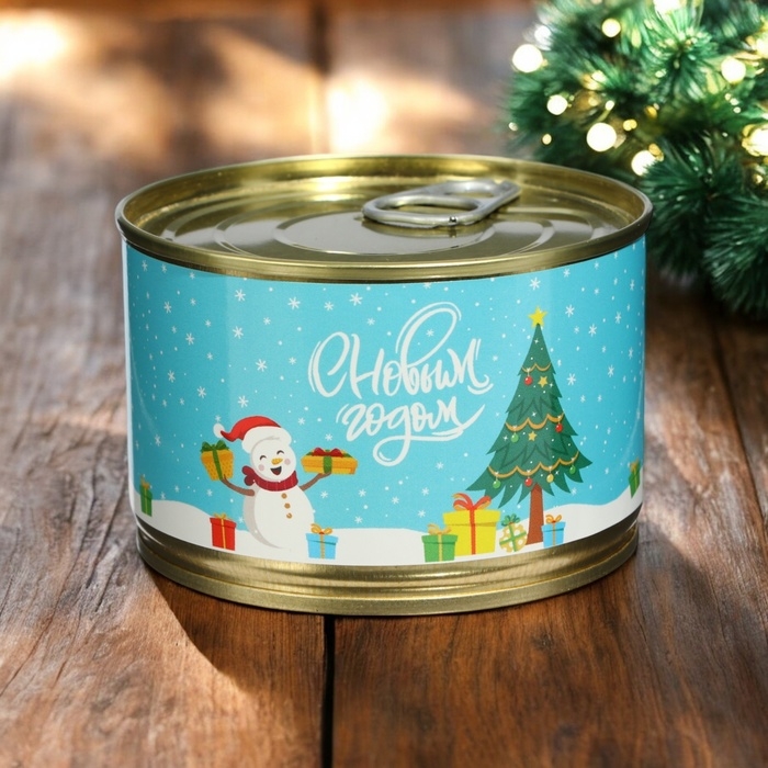 Новый год. Мармеладные бобы  Новый год. Мармеладные бобы "Снеговик", в консервной банке, 100 г