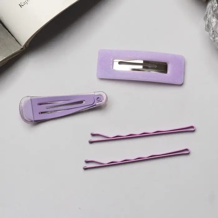 Невидимки для волос «Флоренс краски», набор 4 шт., 5.5 см, фиолетовые Невидимки для волос «Флоренс краски», набор 4 шт., 5.5 см, фиолетовые